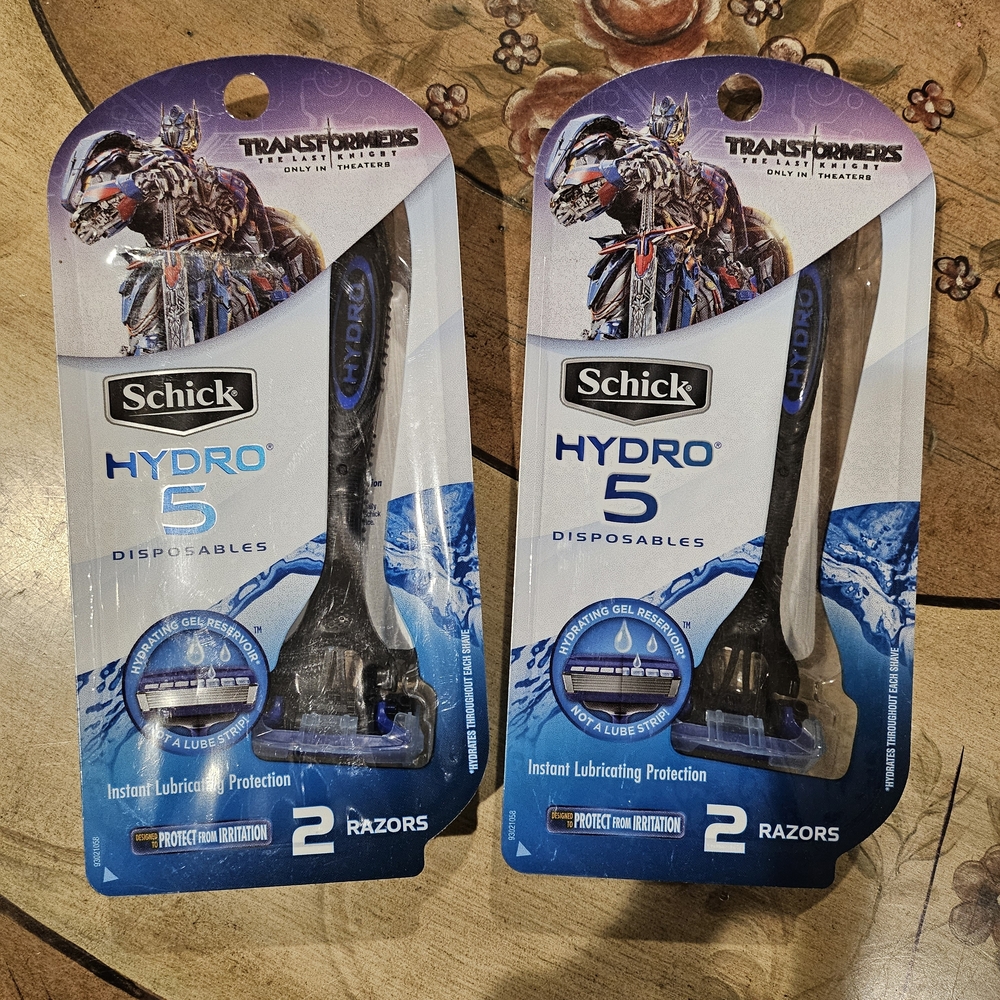 2 Packs Schick Hydro 5 Trasnformers Disposable Razors Total 4 Razors